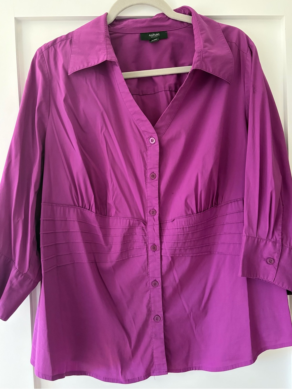 Alfani Women's Magenta Button-Front Shirt